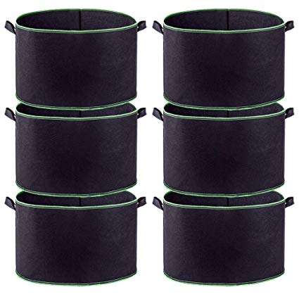 HAHOME Plant Grow Bags, 6-Pack Nonwoven Container Aeration Fabric Pots with Handles for Planting Trees Flowers Fruits Vegetables (20 Gallon)