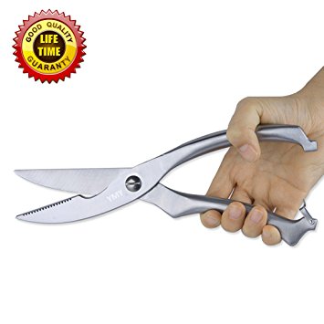 Chicken Bone Scissor for BBQ and Cooking, [YMY] Stainless Steel Heavy Duty Meat Shear Fish Cutter Multifunctional Kitchen Cutter Bottle Opener and Nut Opener with Safety Lock (Bone/Meat Scissor)