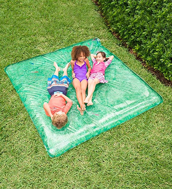 HearthSong® Large Rectangle AquaPod Outdoor Inflatable Water Play Mat with Colorful Fish - 80 L x 76 W