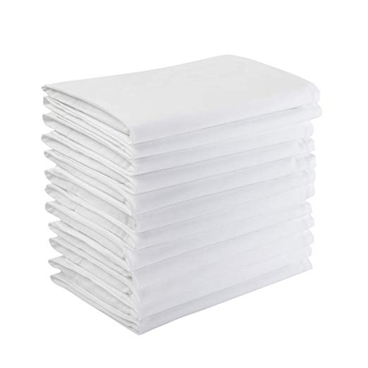 Dinner Napkins, 100% Cotton, White, Set of 12, 18 x18, Premium Quality Made with Fine Yarn