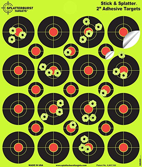 Splatterburst Targets - 2 inch Stick & Splatter Reactive Self Adhesive Shooting Targets - Gun - Rifle - Pistol - Airsoft - BB Gun - Pellet Gun - Air Rifle