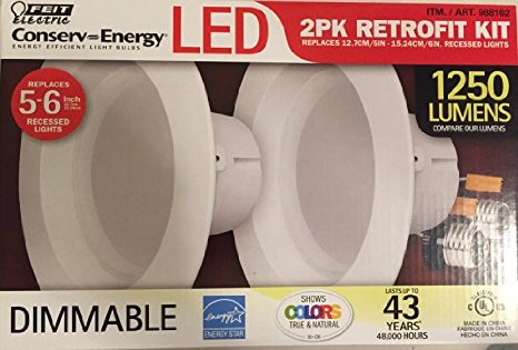 Feit Electric, LED 2 Pack Retrofit Kit, Replaces 5-6 inch, Soft white 2700K, 1250 Lumens