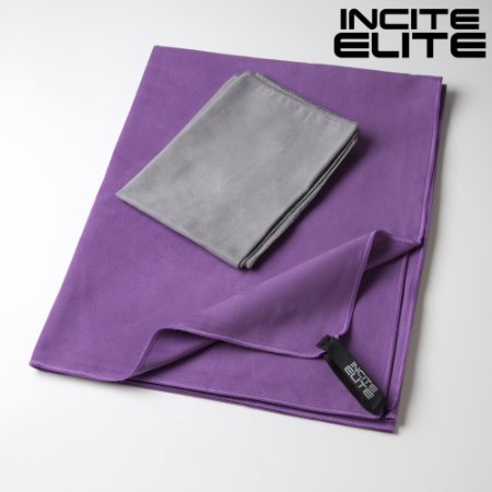 Quick dry towel with FREE Hand Towel, Bag & Lifetime Guarantee Included - Fast drying Microfiber Super Absorbent towel is Suitable as a Sports Towel, Beach Towel, Camping Towel, Bath Towel, Yoga Towel, Gym Towel & Travel Towel - Available in Blue & Purple - Compact Micronet Towel - X large / XL.