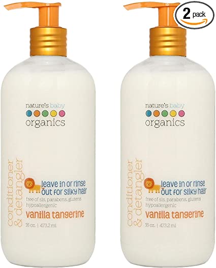 Nature's Baby Organics Conditioner & Detangler, Vanilla Tangerine, 16 Fl Oz (Pack of 2)