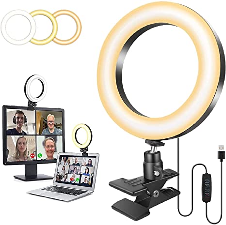 Evershop Video Conference Lighting, Ring Light for Laptop with Clips, 6.3" Desk Selfie Webcam Zoom Meeting Light for PC Monitor/iMac/Live Streaming/Makeup/YouTube/TiK Tok