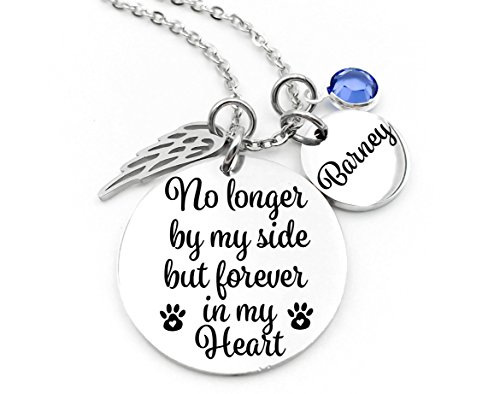 Pet Memorial Jewelry, No Longer By My Side, Memorial Jewelry, Forever In My Heart, Stainless Steel, Custom Made, Personalized