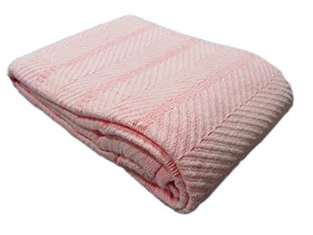 Cozy Bed - Egyptian Cotton Herringbone Weave Blanket, King, Blush