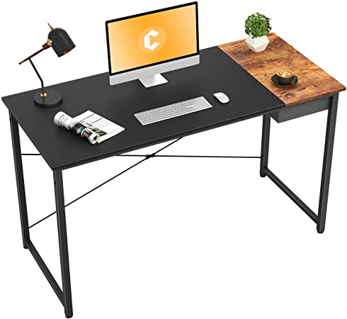 Cubiker Computer Desk 55" Home Office Writing Study Laptop Table, Modern Simple Style Desk with Drawer, Black Rustic