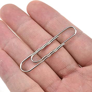 HAHIYO Paperclips Nonskid New Upgrade No Paper Scratch Large 2” Length Paper Clips with Curve Non Skid Heavy Duty Tight Grip Thick Rust Proof Reusable Metal Bright Silver for Home Office 90 Pack