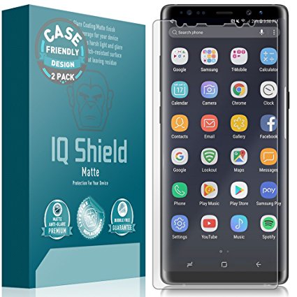 Galaxy Note 8 Screen Protector (2-Pack), IQ Shield Matte Full Coverage Anti-Glare Screen Protector for Galaxy Note 8 (Case Friendly, Version 2) Bubble-Free Film