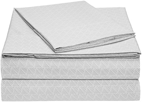 AmazonBasics Microfiber Sheet Set - Twin Extra-Long, Grey Crosshatch