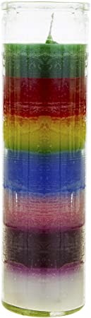 Mega Candles - Unscented 7 Color Glass Prayer Devotional Candle, Hand Poured Wax Candles 2 Inch x 8 Inch, Casting Chimes, Rituals, Spells & More