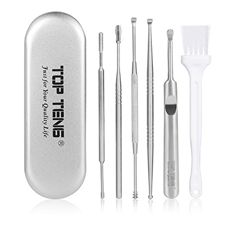 TOP TENG® Ear Pick Earwax Removal Kit with a Nice Storage Box, a Small Cleaning Brush Included