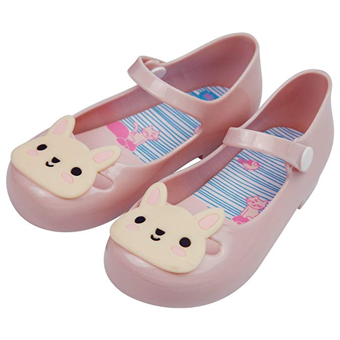 iFANS Girls Princess Smell Sweet Cute Rabbit Jelly Shoes Toddler Kids Mary Jane Flats