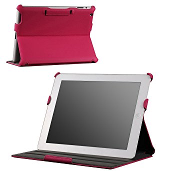 MoKo Slim-Fit Folio Stand Case for Apple New iPad 4 & 3 (3rd and 4th Generation with Retina Display) / IPad 2, Magenta