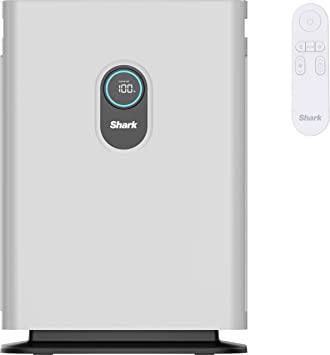 Shark HE401 Air Purifier with Anti-Allergen Multi-Filter Advanced Odor Lock, Cover up to 1,000 Sq. Ft., Captures 99.97% of dust, allergens, smoke, and household odors, Smart Sensing, White