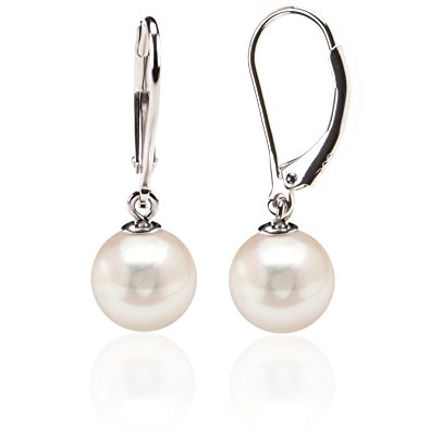 PAVOI Sterling Silver Simulated Shell Pearl Earrings Leverback Dangle Studs