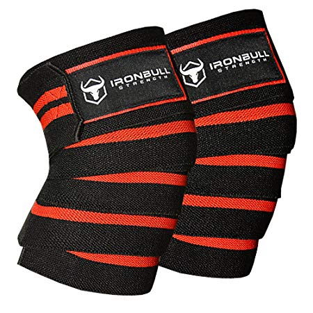 Knee Wraps (1 Pair) - 80" Elastic Knee Support & Compression - For Weightlifting, Powerlifting, Fitness, CrossFit WODs & Gym Workout - Knee Straps for Squats