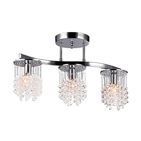 Whse of Tiffany 6719/3 Clee 3-Light Chrome 20" Crystal Chandelier