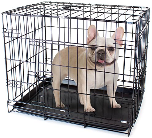 Weebo Pets Folding Metal Pet Crate with Removable Liner (S - 24" x 17" x 19" Dual Door)