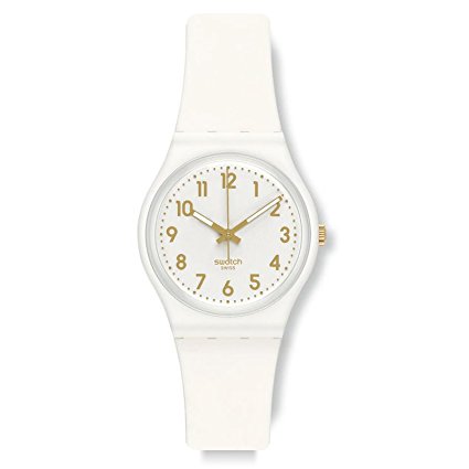 Swatch White Bishop White and Gold Dial Plastic Silicone Quartz Ladies Watch GW164