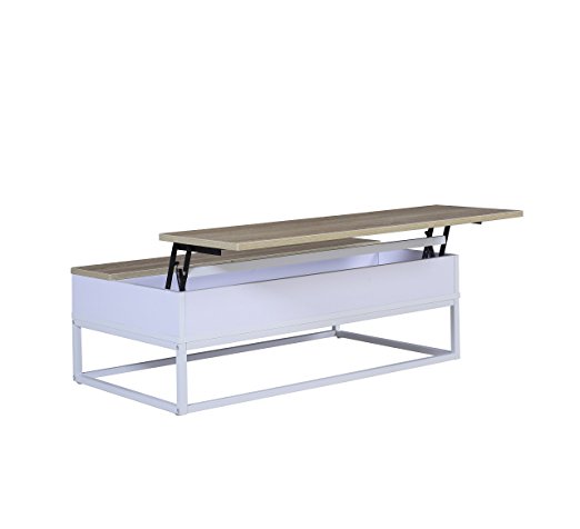 Modern and Simply Designed Lift Top Coffee Table (Brown / White)