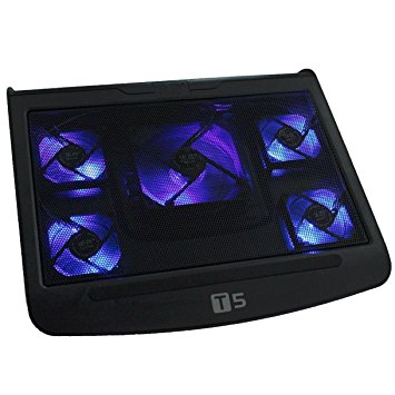MOFRED Laptop and Notebook USB Cooling Cooler Stand Pad with 5 Fans and Blue LED - 10-17 Inches T5