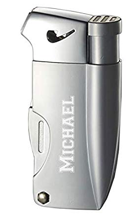 Personalized Visol Poseidon Soft Flame Pipe Lighter with Built-in Tools (Silver)