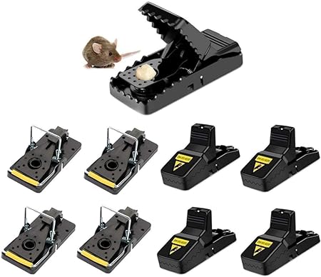 Mouse Trap, Mice Traps That Work Instantly Indoor Outdoor, Mice Safe and Reusable Small Mice and Mouse, Mixed Pack of 8 (Black)