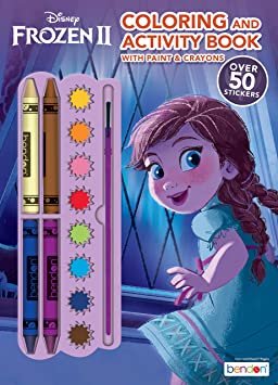 Disney Frozen 2 128-Page Color and Paint Activity Book with 8 Paints, 4 Crayons and Stickers 45818 Bendon