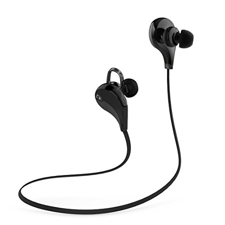 WSCSR Bluetooth Headphones Sport Wireless Earbuds In-Ear Stereo Earphones with Mic, CVC 6.0 Noise Cancelling, IPX4 Sweatproof (Black)