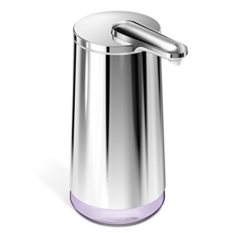 simplehuman foam sensor pump with variable dispense, high-grade polished stainless steel, lavender foam hand soap cartridge included