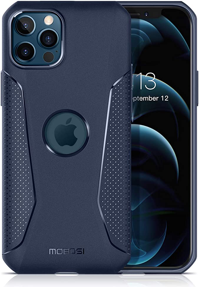 MOBOSI Net Series Compatible with iPhone 12 Pro Max Case (6.7 Inch),[Shock-Absorbing] [Scratch-Resistant] [Military Grade Protection] [Slim & Lightweight] Soft TPU Cell Phone Case (Navy Blue)