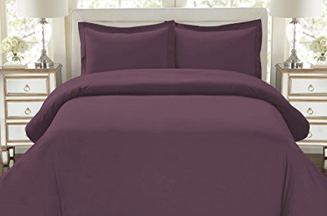 Hotel Luxury 3pc Duvet Cover Set-ON SALE TODAY-1500 Thread Count Egyptian Quality Ultra Silky Soft Top Quality Premium Bedding Collection, 100% Money Back Guarantee -King Size Eggplant