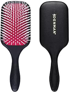 Denman Power Paddle Hair Brush for Fast and Comfortable Detangling, Blow Drying and Styling - Combination of D3 Styling Pins & Paddle Brush - For Women and Men (Red & Black), P038