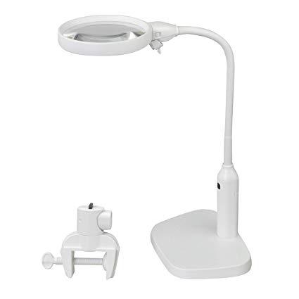 YOCTOSUN 2x 5x LED Magnifying Lamp – 2 in 1 Clip-on & Desktop Magnifying Glass with 6 Bright LED Lights and Flexible Gooseneck - Magnifying Glass with Light for Reading,Working and Hobby (USB Lighted)