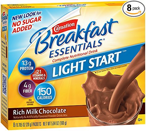 Carnation Breakfast Essentials Light Start Powder Drink Mix, Rich Milk Chocolate, 8-Count Box, 5.64 Oz,  (Pack of 8 Boxes)