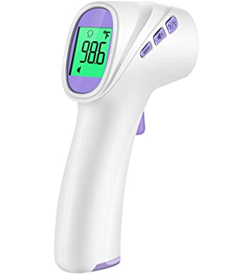 1No-Touch Digital Forehead Thermometer, Infrared Thermometer for Adults, Kids & Babies, 1 Second Measurement, Fever Alert and 35 Sets Memory, Purple