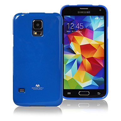 Galaxy S5 Case, [Ultra Slim] GOOSPERY® Color Pearl Jelly Case [Pearl Glitter] * Shock Absorption* Premium TPU Case Cover [Anti-Yellowing / Discoloring Finish] for Samsung Galaxy S5 - Blue