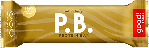 good! Snacks 15g Protein Plant Based Vegan Gluten Free Peanut Butter Protein Bar. 12 Bars per Box