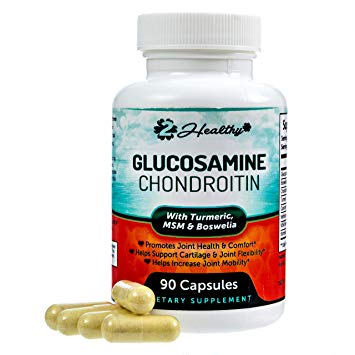 Glucosamine Chondroitin MSM Turmeric Boswellia - Joint Support Supplement with Hyaluronic Acid for Extra Strength Relief, Natural Health & Mobility Support for Pain, Aches & Soreness - 90 Cap