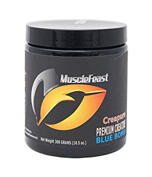 Creapure Creatine Monohydrate Powder - by Muscle Feast | Premium Pre-Workout Or Post-Workout | Easy to Mix and Gluten-Free (300g, Blue Bomb)