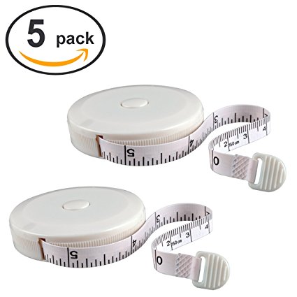 eZAKKA 60 Inch Push Button Retractable Tape Measure,5-Pack