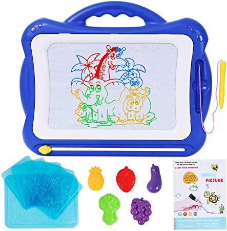 SGILE Magnetic Drawing Board Toy for Kids, Large Doodle Board Writing Painting Sketch Pad (Navy)