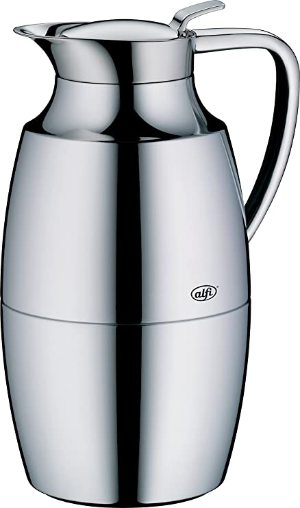alfi Pallas Glass Vacuum Chrome Plated Brass Thermal Carafe for Hot and Cold Beverages, 1.0 L, Chrome