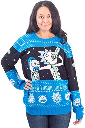 Ripple Junction Rick and Morty Wubba Lubba Spaceship Christmas Sweater