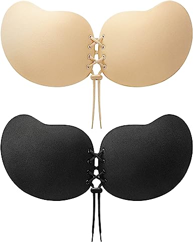 Sticky Bra 2 Pairs Strapless Backless Adhesive Invisible Lift up Push up Bra