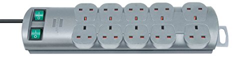 Brennenstuhl  1153393120  Primera-Line extension socket 10-way silver 2m 05VV-F 3G1,25 each 5 sockets switched