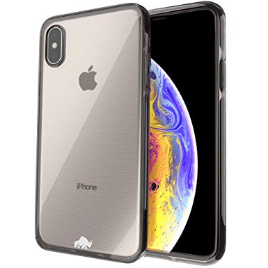 Rhinogon Hybrid iPhone Case Cover for iPhone Xs (2018) & iPhone X (2017) - Crystal Clear Protection with Black Rhino Impact Shock Absorbent Protection