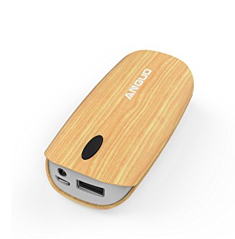 Power Bank，Anguo 5000mAh Ultra Compact Power Bank Portable Charger Powerbank External Battery Charger for iPhone7 Plus 6s 6 Plus, iPad, Samsung Galaxy, Nexus, HTC and More - Wood Grain